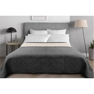 Divio přehoz na postel oboustranný DIAMANTE tmavě šedá-ecru 200 x 220 cm