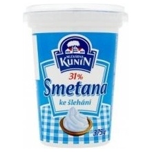 Mlékárna Kunín Smetana ke šlehání 31% 375 g