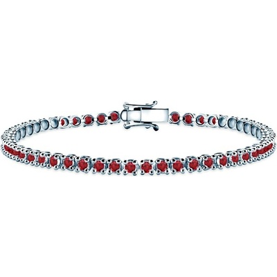 SAVICKI Tenisový náramok Luminy 3,2 mm biele zlato, rubíny SAV-B-TENIS-16CM-32SZ-22K-585-RUB-B