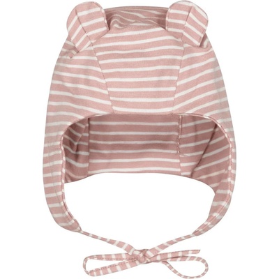 Bio Baby Памучна шапка Bio Baby - С ушички, 0-4 месеца, розово райе (97222938)