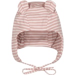 Bio Baby Памучна шапка Bio Baby - С ушички, 0-4 месеца, розово райе (97222938) - ozone