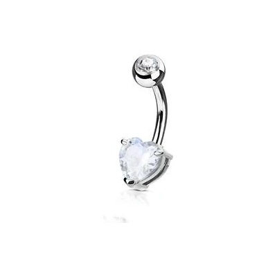 Šperky4U piercing do pupíku srdce čirá WP0050-C