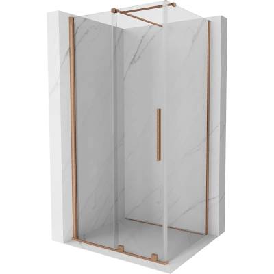 Mexen Velar разтегателна душ кабина 90 x 85 см, прозрачна, четкана мед (871-090-085-01-65)