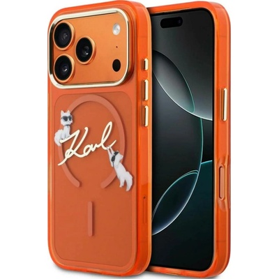 Karl Lagerfeld IML Choupettes Karl Script Logo MagSafe kryt pro iPhone 17 Pro Max oranžový KLHMP17X5HKSCAO – Hledejceny.cz