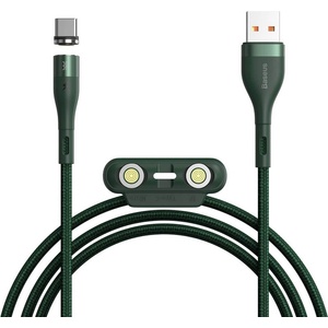 Baseus Кабел с магнитни конектори за Apple продукти с Lightning, microUSB и USB-C (100 см) - Baseus Zinc Magnetic Safe Fast Charging Data Cable (CA1T3-A06) (зелен) (CA1T3-A06)