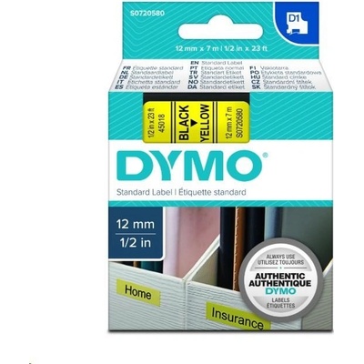 WECARE ARMOR páska pro DYMO S0720580, černá/žlutá, 12mm x 7m