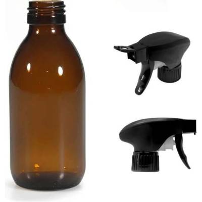 Luna Skleněná lékovka s černým pistolovým rozprašovačem 150 ml