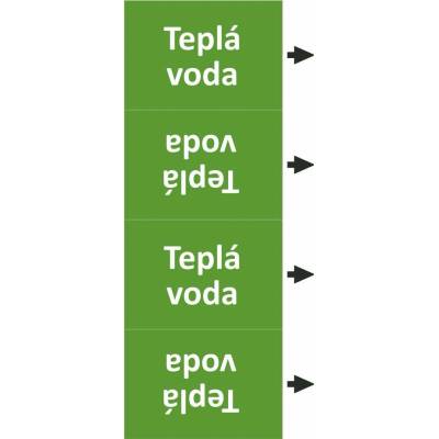 Grafiko | Teplá voda - průměru trubky o 100 mm - Pás dle ISO 20560 - Materiál Folie s vyšší lepivostí s ochrannou laminací – High tack, Rozměr 105 x 1350 mm
