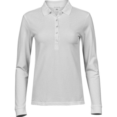Tee Jays 146 Dámske luxusné elastické polo s dl. rukávom biela