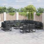 vidaXL Градински Софа Комплект 13 бр. Черно Алуминий (3378930)