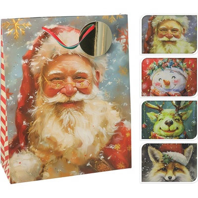 Darčeková taška vianočná 26x10x32 cm glitrovaná (mix 4 dizajnov /cena za 1 ks)