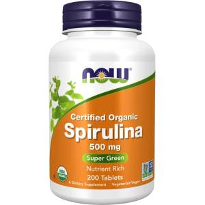 NOW NOW Spirulina Certified Organic 500mg, 200 Tablets - fitnesdobavki - 25,23 лв