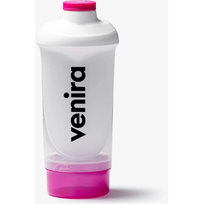 VENIRA shaker se zásobníkem, bílo-růžový, 500 ml + 150 ml