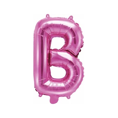 PartyDeco Балон от фолио Mini - Буква В 35см розов