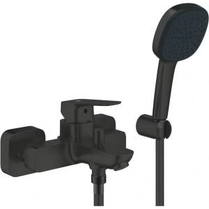 GROHE Смесител за вана и душ Grohe Cubeo, черен мат, с душ гарнитура и ръчен душ с 2 функции (1018142430)