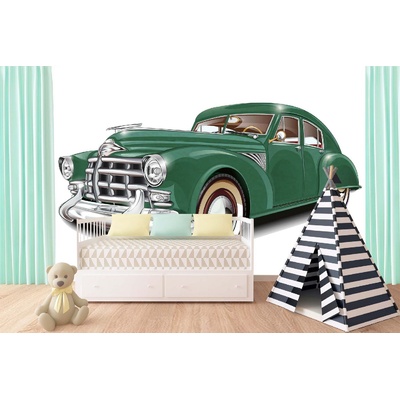 DIMEX ART Самозалепваща се флизелинова фототапета зелена ретро кола 375 x 250 см
