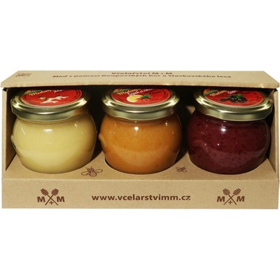 Včelařství M+M medové krémy zázvor šípek a citrón aronie 3 x 250 g