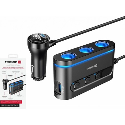 Autoadaptér SWISSTEN 3x autozásuvka, 2x USB-C, 1x USB – Zboží Živě