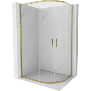 Mexen Exo-S Duo душ кабина полукръгла плъзгаща се 90 x 80 cm, прозрачна, златна (8132-090-080-50-00)