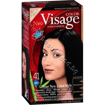 Боя за коса Visage Fashion Permanent Hair Color, 41 Black, p/n VI-206041 - Трайна крем-боя за коса, черна (VI-206041)
