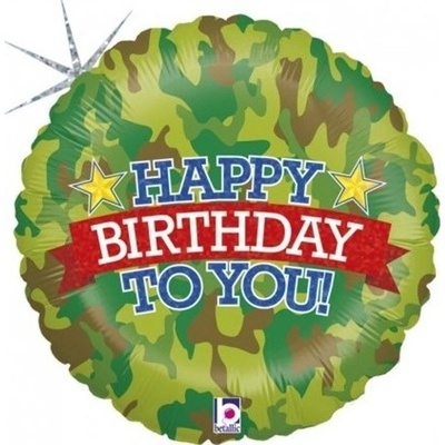 Grabo BALÓNEK fóliový Maskáč Happy Birthday 46 cm