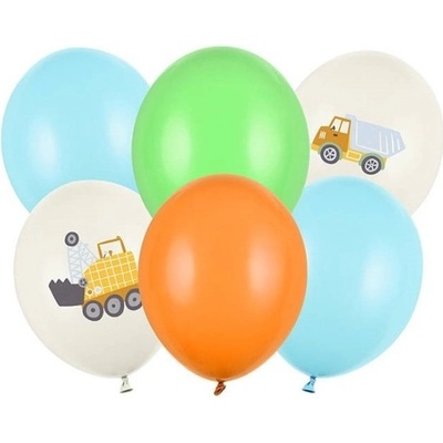 PartyDeco Balóniky latexové Stavebné vozidlá 30 cm