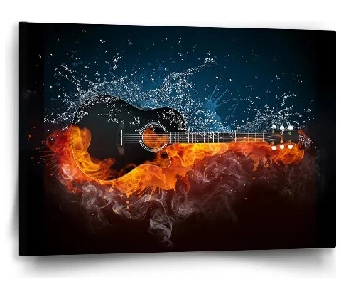 Sablio Obraz Ohnivá gitara - 60x40 cm