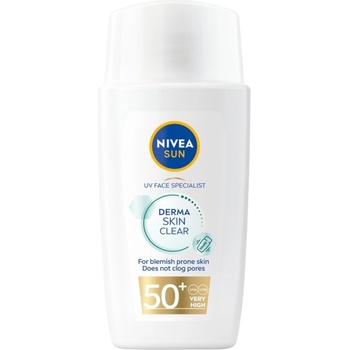 Nivea Sun Слънцезащитен флуид за лице Derma Skin Clear, SPF50+, 40 ml