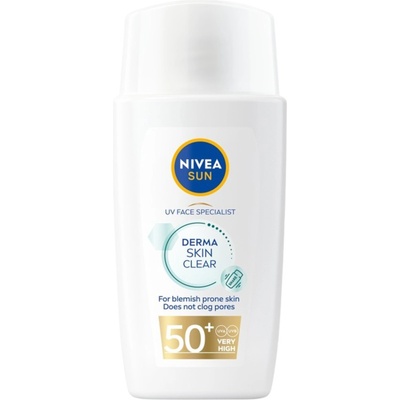 Nivea Sun Слънцезащитен флуид за лице Derma Skin Clear, SPF50+, 40 ml