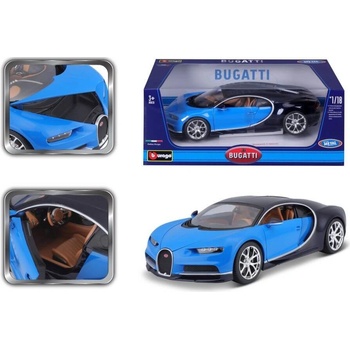 BburagoPlus Bugatti Chiron deep modrá modrá 1:18