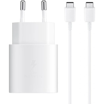 Samsung Зарядно SAMSUNG EP-TA800EWE 25W, с кабел EP-DA905BWE USB-C към USB-C, Бял, bulk (EP-TA800EWE EP-DA905BWE)