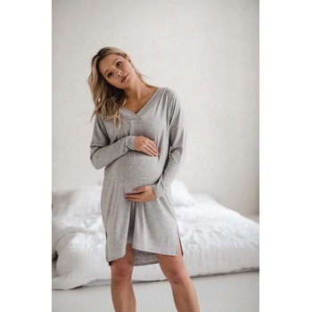 Bambusová nočná košeľa na dojčenie Moon dl.rukáv Light Gray
