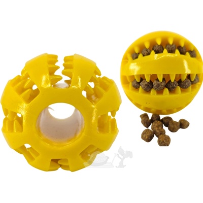 Uniq Pets dentální mátový míček na pamlsky žlutý 6 cm
