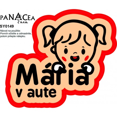 Samolepka - Mária v aute (150x90 mm)