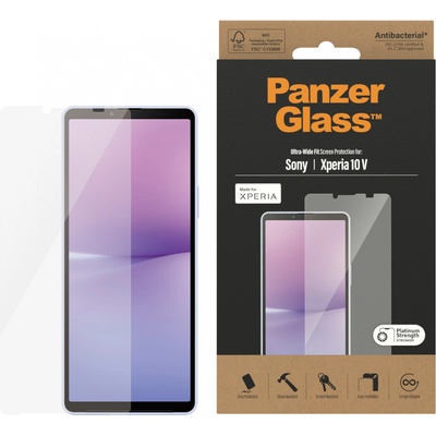 Panzer Стъклен протектор PanzerGlass за Sony Xperia 10 V AntiBacterial, UWF - Черно