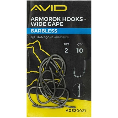 Avid Carp Armorok Hooks Wide Gape Barbless vel.2 10 ks