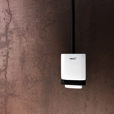 Nimco Maya WC kefa s držiakom, biela keramika čierny mat MAC 29094KN-90 MAC 29094KN-90
