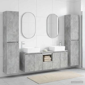 vidaXL Комплект мебели за баня 5 бр. Бетонно сиво 33 x 34, 5 x 160 см (3406036)