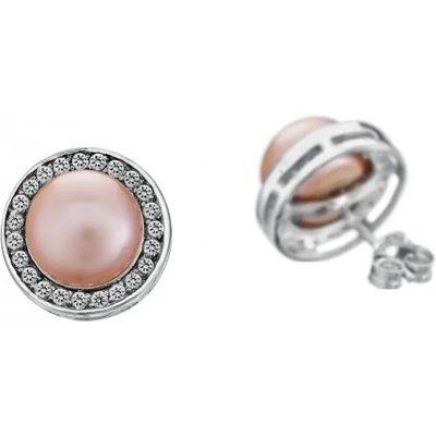 Swan Сребърни обици със сладководни розови перли SE0358L Swan