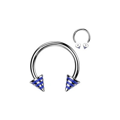 Šperky4U piercing podkova modré proužky PV01006