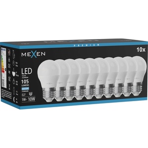 Mexen Nova 10x LED крушка E27, G45, 1W, Студена - 6500K, 105 lm - L101-E27-0165-01x10 (L101-E27-0165-01x10)