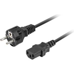 Lanberg Кабел Lanberg CEE 7/7 -> IEC 320 C13 power cord 1.8m VDE Straight, black (CA-C13C-15CC-0018-BK) - Allstore