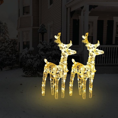 Vidaxl Vianočné soby 2 ks teplé biele 80 LED akrylové