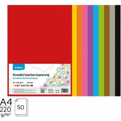 Kreslící karton barevný A4, 50l LUMA