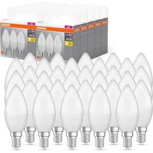 OSRAM BASE CLASSIC B 40 FR LED lamp with E14 base, mini candle shape, pack of 3, 4.9W, 470lm, 2700K, warm white light, lower heat generation, very energy saving, long service life, 30 pack - 4099854047107 (