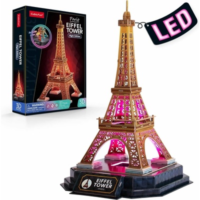 CUBICFUN 3D puzzle svítící Eiffelova věž 51 ks