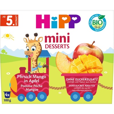 HiPP BIO Jablka s broskvemi 4 x 100 g