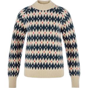 Fjällräven Дамски вълнен пуловер Fjällräven Women's Övik Jacquard Knit Wool jumper - Light Beige / Dark Navy (105-7730-0115)