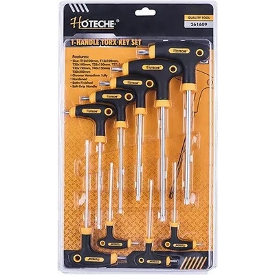 Hoteche Sada torxových kľúčov s T-rukoväťou T10x100-T50x200 mm 9-dielna HT261609