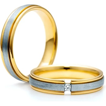 SAVICKI Сватбени халки: двуцветно злато, плоски. 4 мм